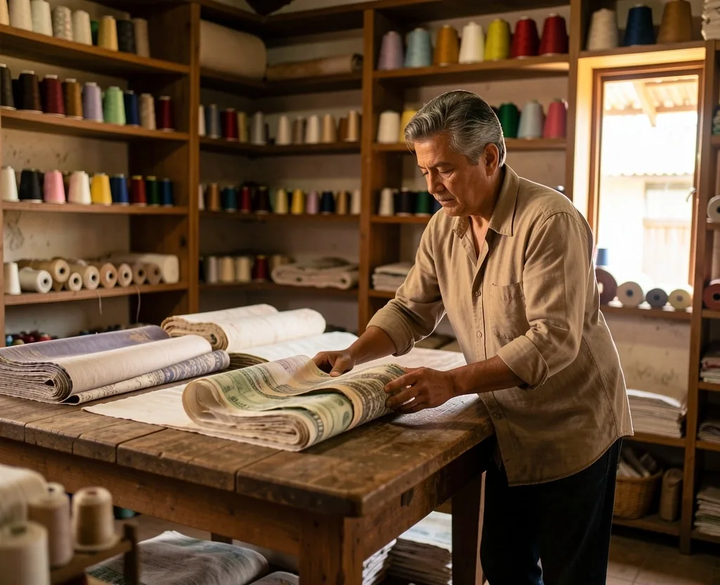 Pequeña empresa colombiana revisando inventario en su taller