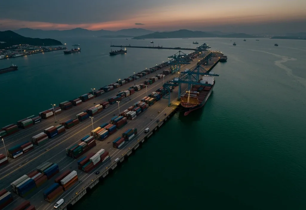 Terminal portuario colombiano con contenedores
